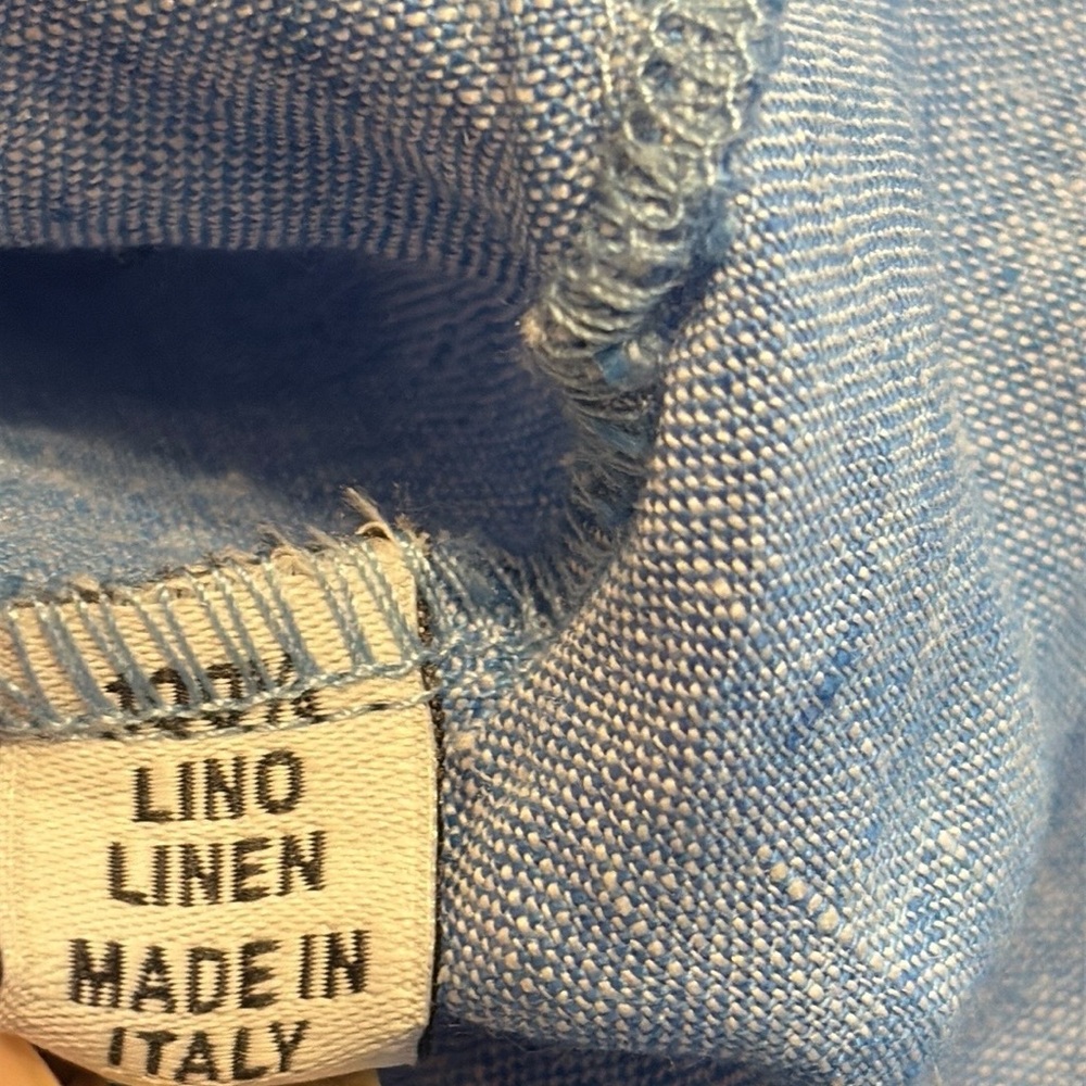 Angela Romano Amalfi Linen Shirtdress S Blue Coastal Made in Italy Old Money - Picture 11 of 11